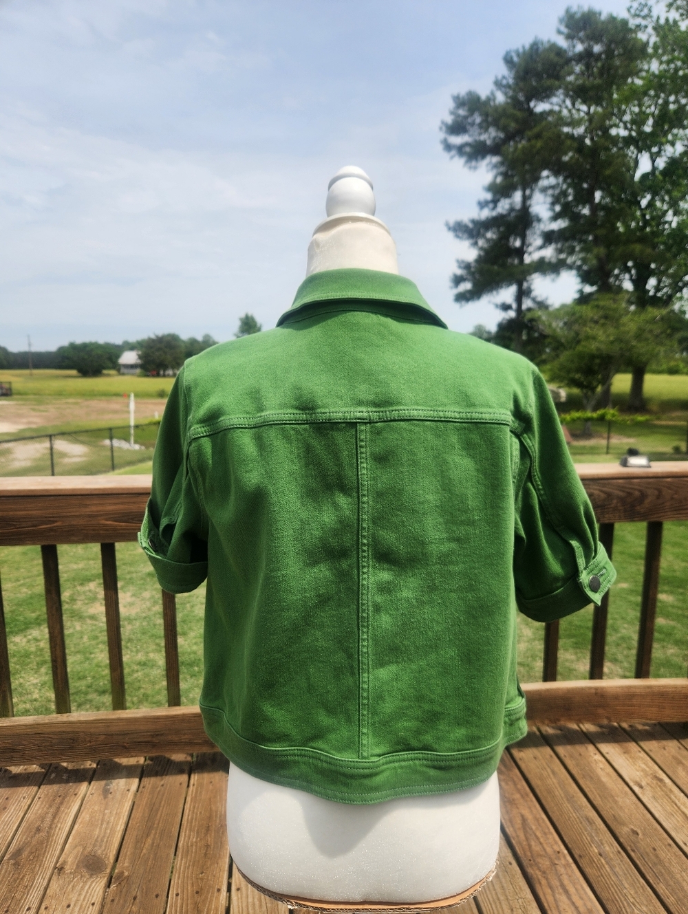 Talbots green denim short sleeved jacket Medium - Picture 5 of 11